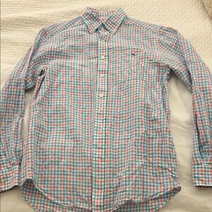 Vineyard Vines Blue and Pink Plaid Shirt